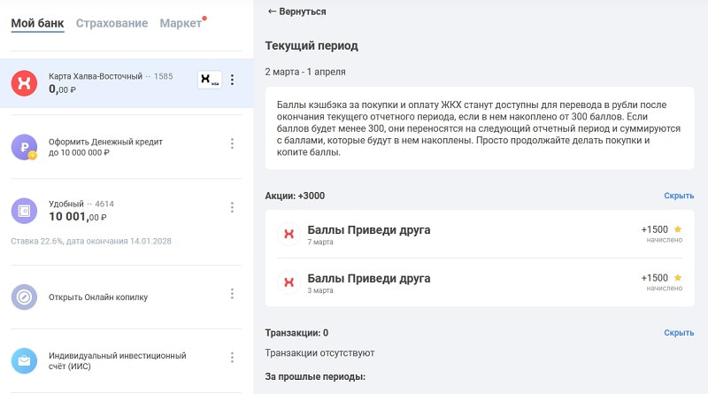 Список бонус за оформление продуктов по акции Пригласи друга Совкомбанка